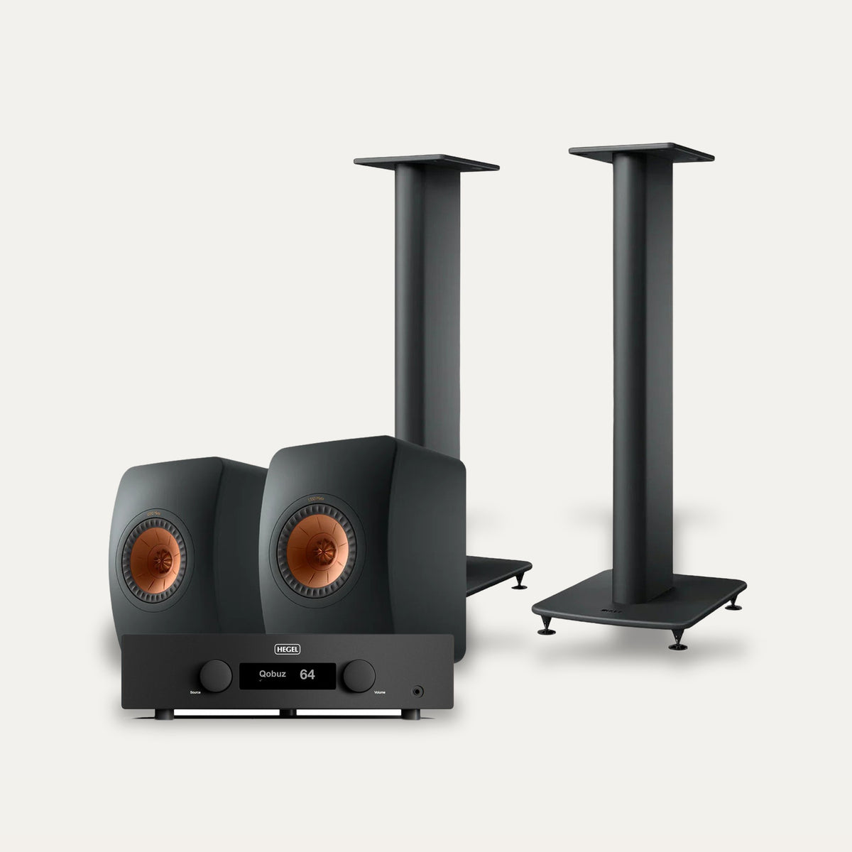 Hegel H200 + KEF LS50 Meta + KEF S2 Stands Hi-Fi System – Amplifier Colour Black, Speaker Finish Black