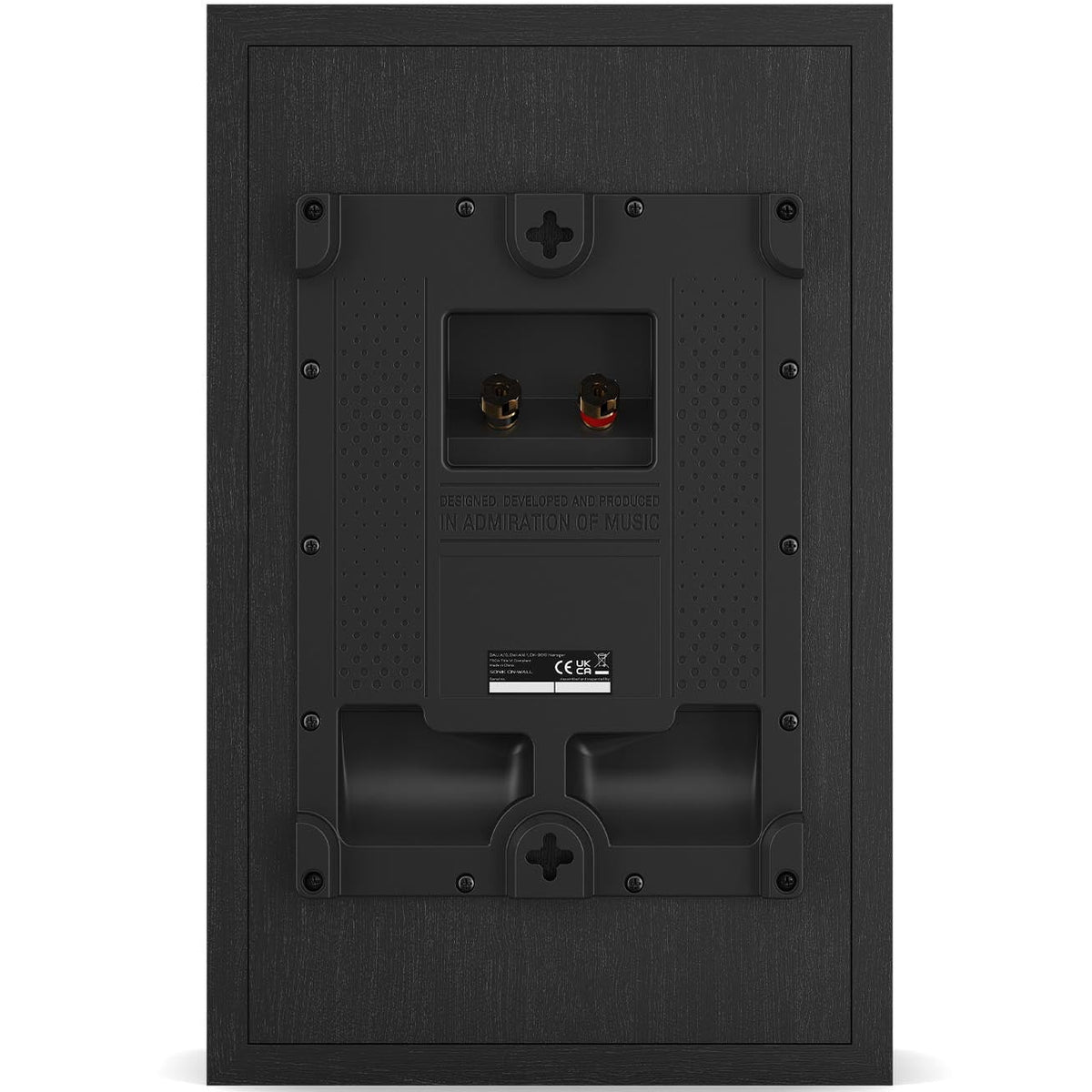 DALI Sonik On-Wall in-wall outdoor speakers with sleek black design, mounted on a wall for premium sound experience.