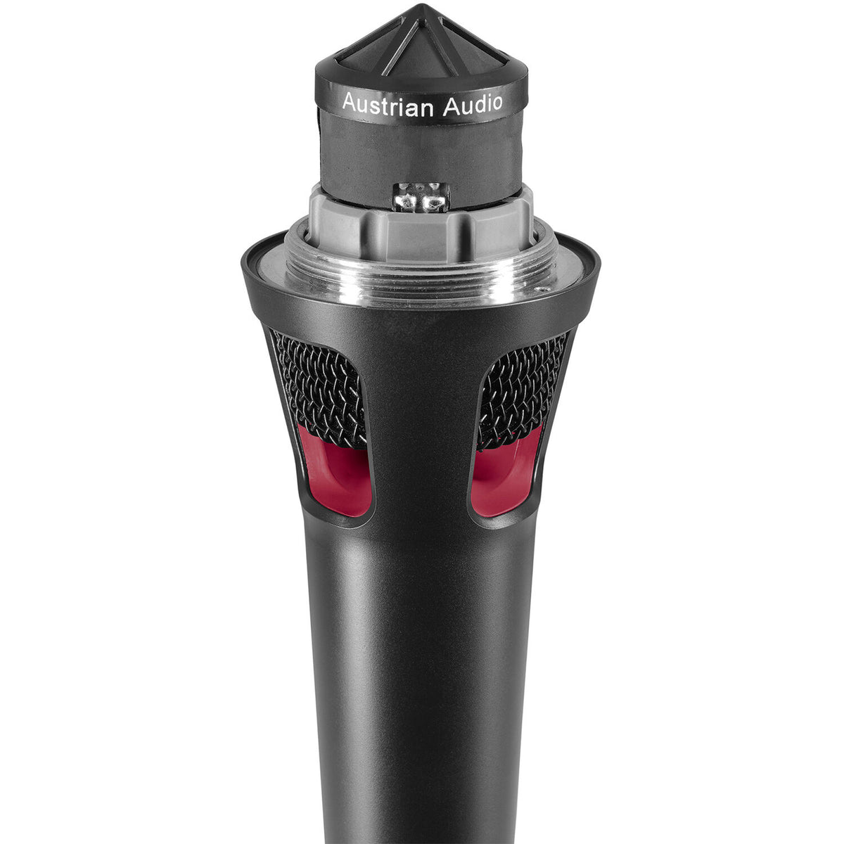 Austrian Audio OD505 dynamic microphone with black body and grille, suitable for live vocals and studio recording.