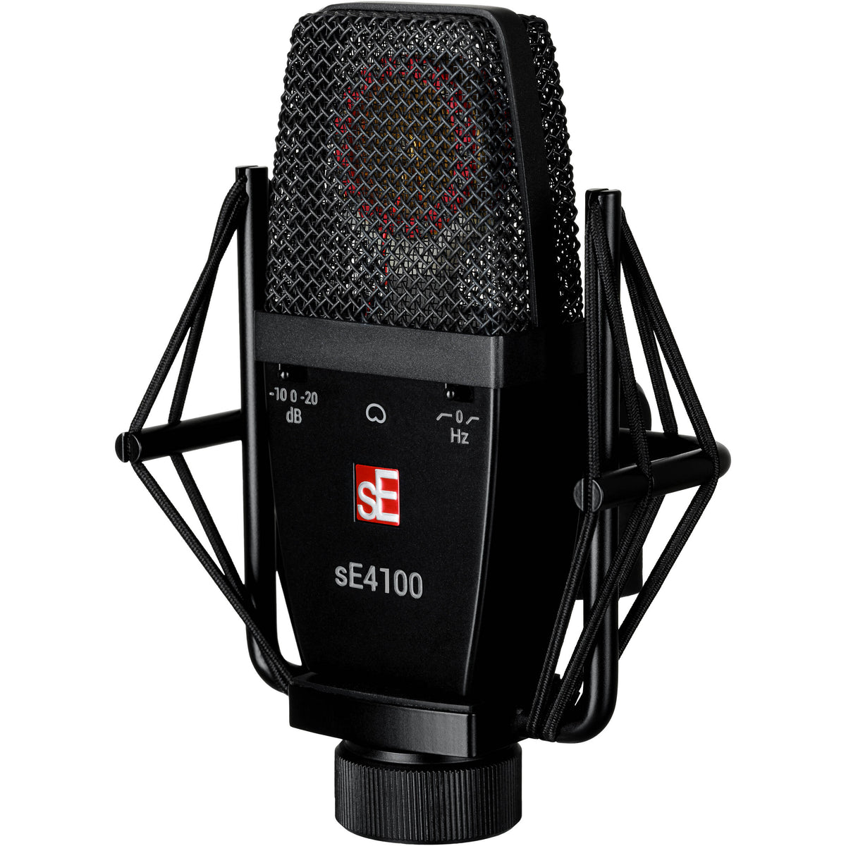 sE Electronics sE4100 condenser microphone with shock mount and cable, ideal for studio recording and professional audio.