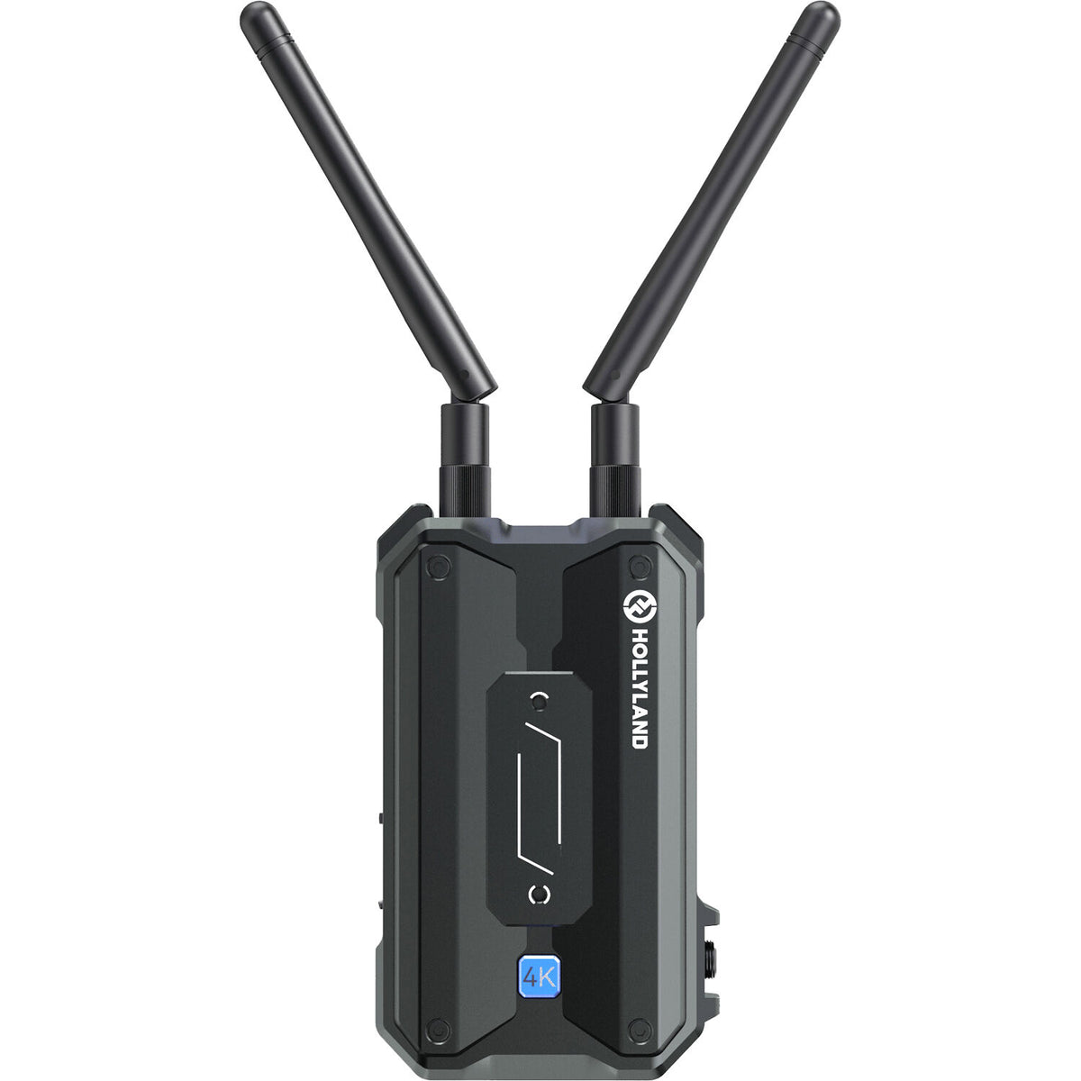 Hollyland Pyro H wireless video receiver connected to camera, displaying live video feed on screen, part of Hollyland wireless video system.