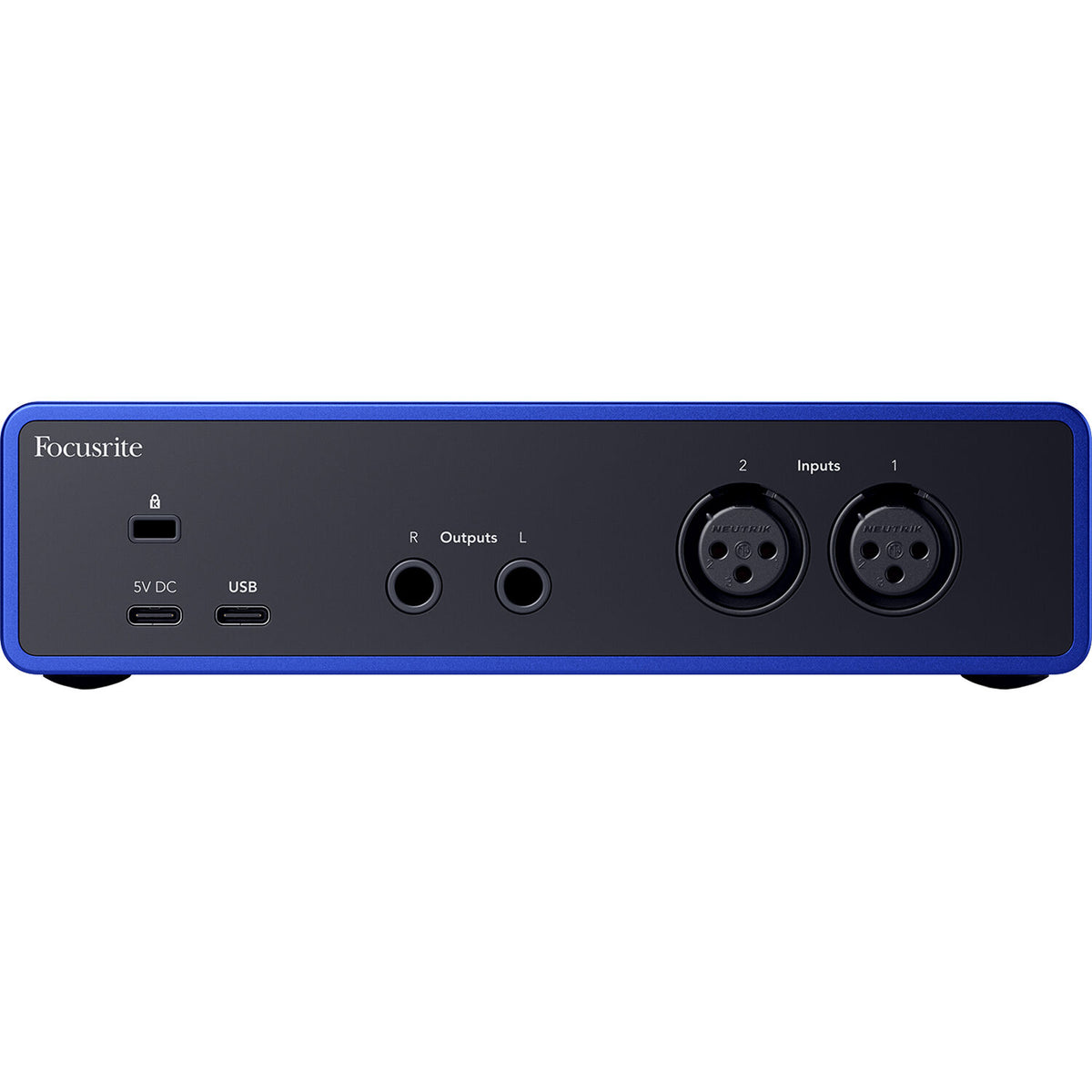 Focusrite Scarlett 2i2 4th Gen Anniversary Edition audio interface with two input/output knobs and sleek design.