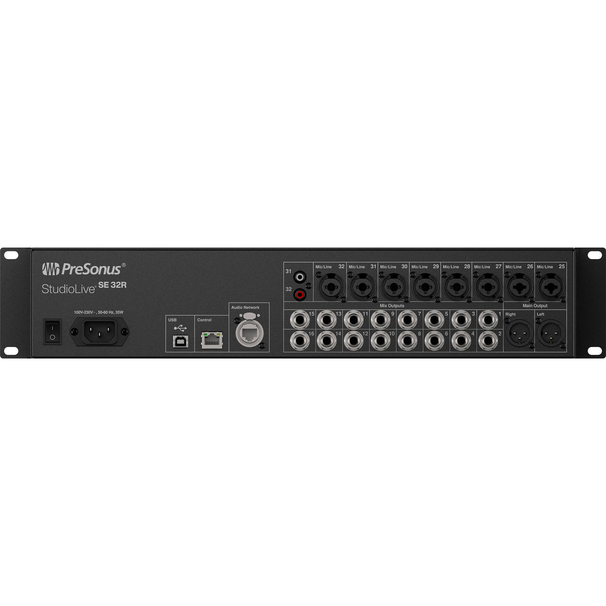 PreSonus StudioLive Series III SE 32R digital mixer with multiple input channels and control knobs on a professional audio setup.