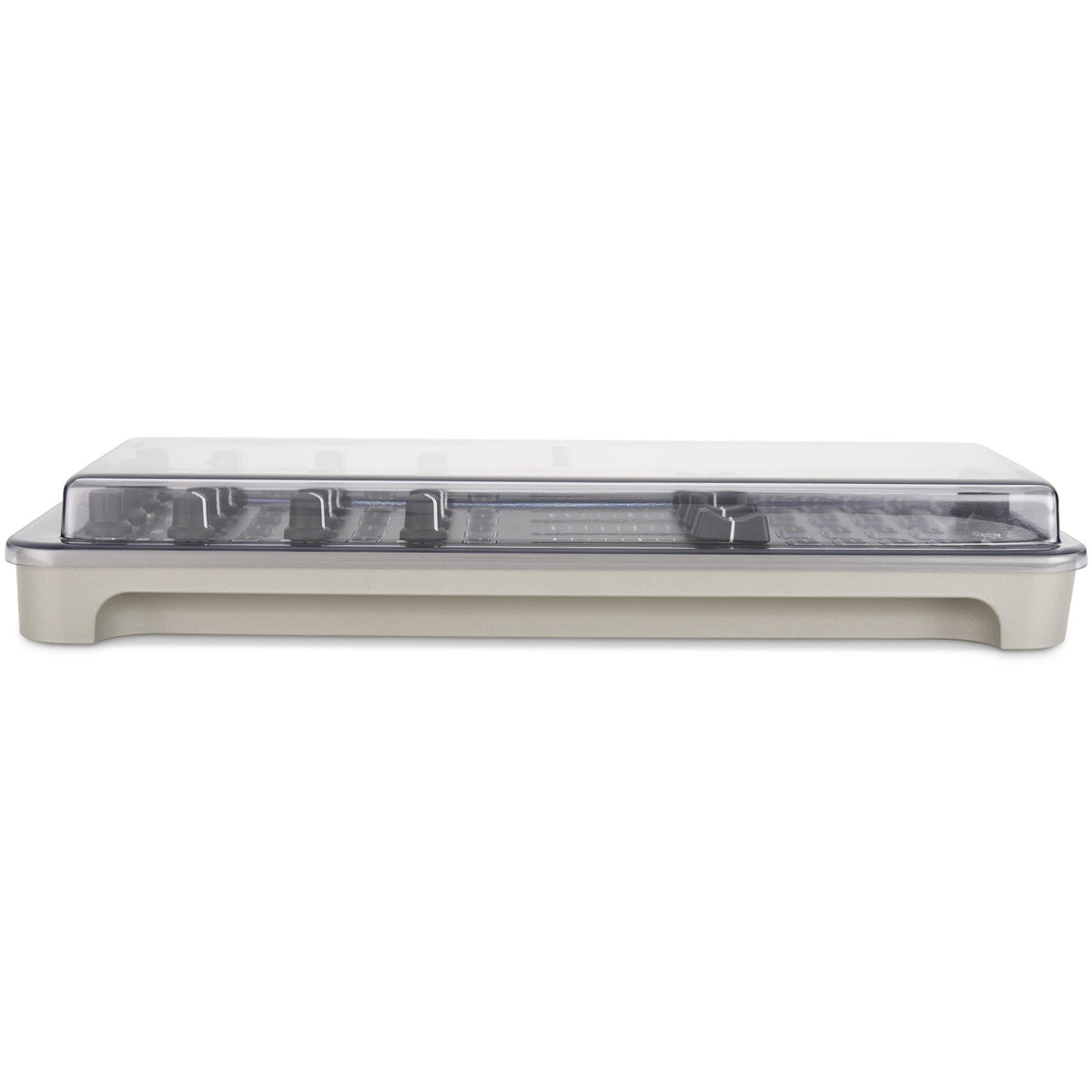Decksaver Allen & Heath Xone:K3 DJ controller cover, clear plastic protective case on side view.