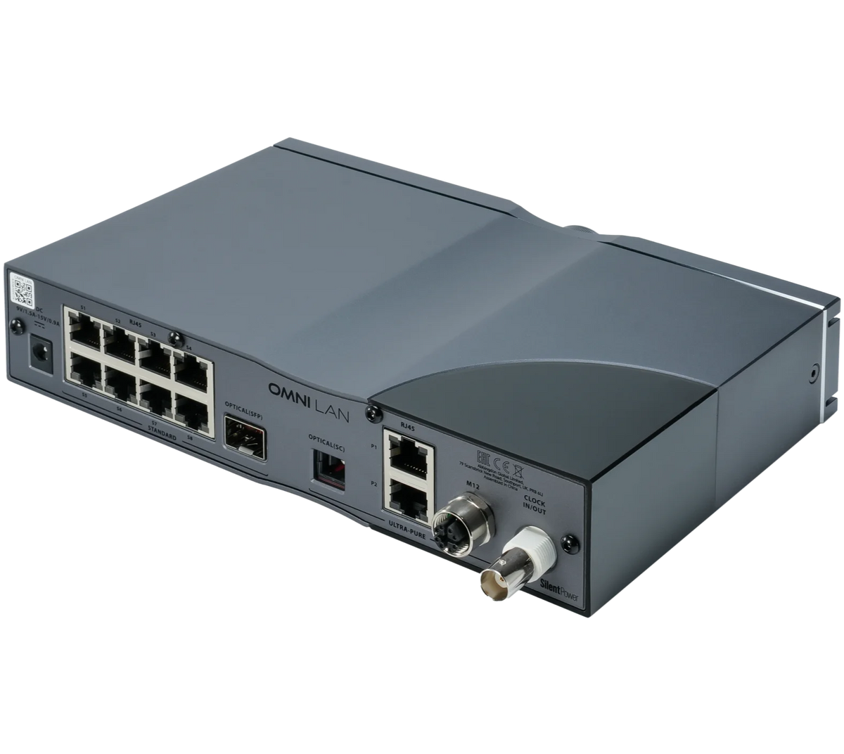 SilentPower OMNI LAN noise filter and conditioner for network cables, designed to reduce electrical interference and improve signal quality.