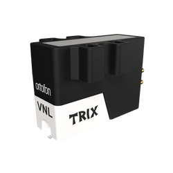 Ortofon VNL TRIX turntable cartridge with sleek design, mounted on a turntable tonearm, ready for high-fidelity vinyl playback.