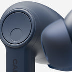 Cambridge Audio Melomania A100 SE earbud close-up detail, Blue