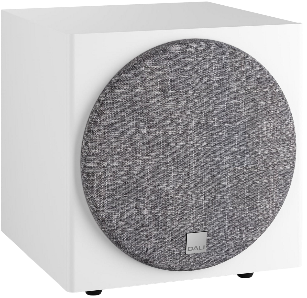 DALI Dali Sub E-9 F subwoofer showing black enclosure and driver cone for deep bass sound reproduction