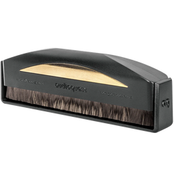 AudioQuest Gold Anti-Static Record Brush for cleaning vinyl records with anti-static properties and gold finish.