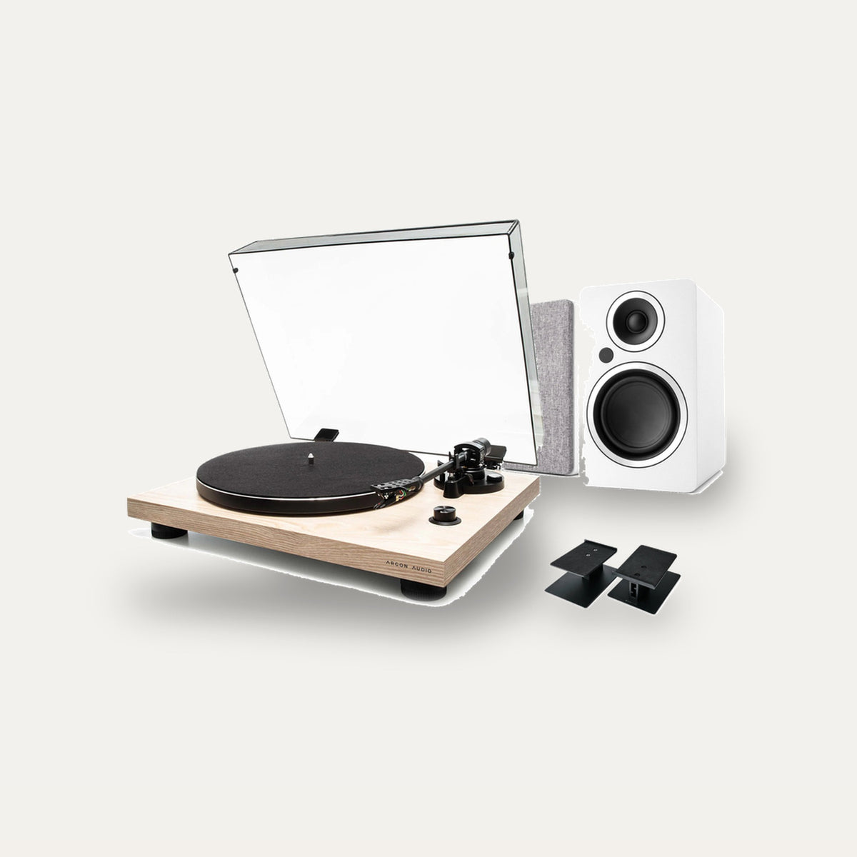 Argon Audio TT-3 + Fenris A4 + Kontur 10 Vinyl Starter Setup – Turntable Finish Ash, Speaker Finish White