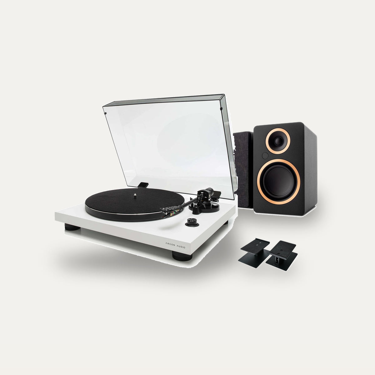 Argon Audio TT-3 + Fenris A4 + Kontur 10 Vinyl Starter Setup – Turntable Finish White, Speaker Finish Black