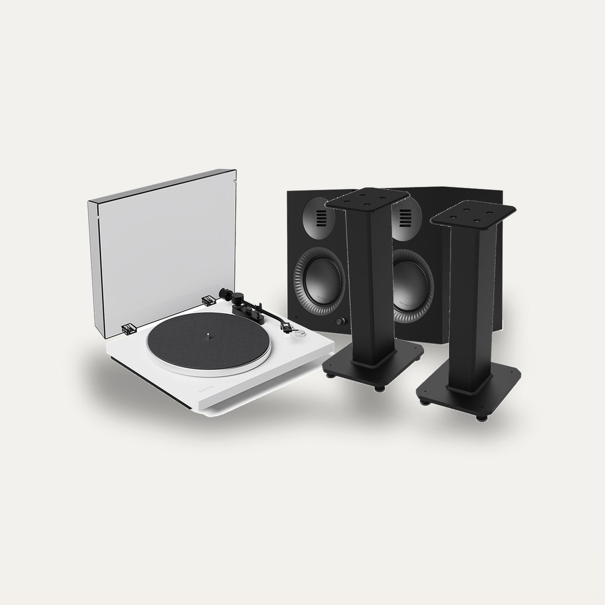 Kanto Audio TUK G2 + OBI3 Gen 2 + SX 22 Vinyl Setup – Speaker Finish Matte Black, Turntable Finish White