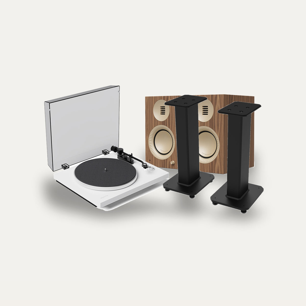 Kanto Audio TUK G2 + OBI3 Gen 2 + SX 22 Vinyl Setup – Speaker Finish Matte Walnut, Turntable Finish White