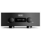 Hegel H600 front panel with source and volume controls and OLED display showing Roon playback