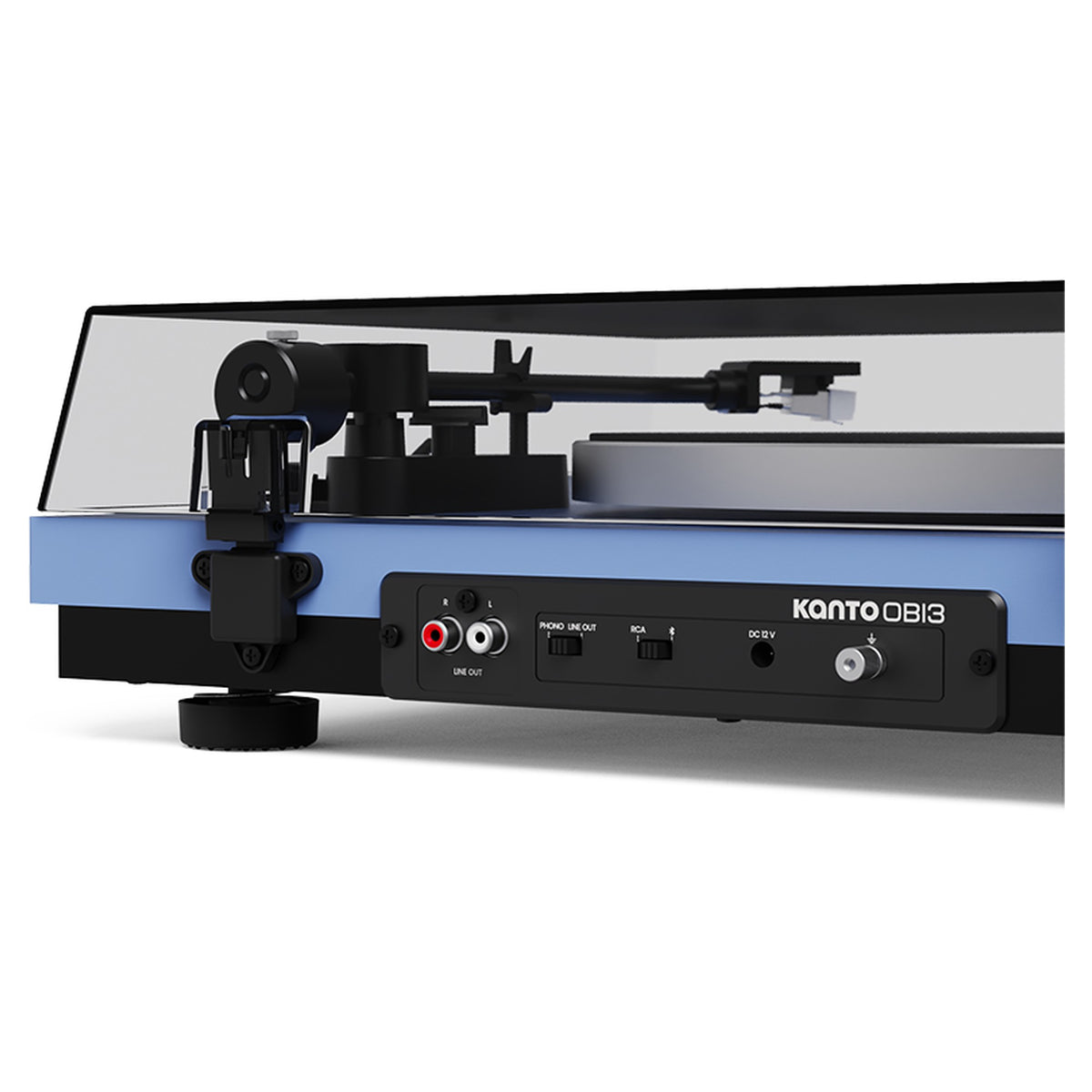 Kanto Audio OBI3 Gen 2 turntable, Ice Blue, rear connections