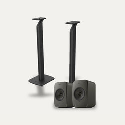 KEF LSX II LT + KEF S1 Stands Wireless Speaker Set – Speaker Colour Graphite Grey, Stand Colour Black
