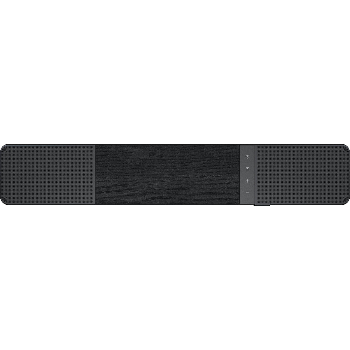 Klipsch Flexus Core 100 soundbar, top with wood panel and controls.
