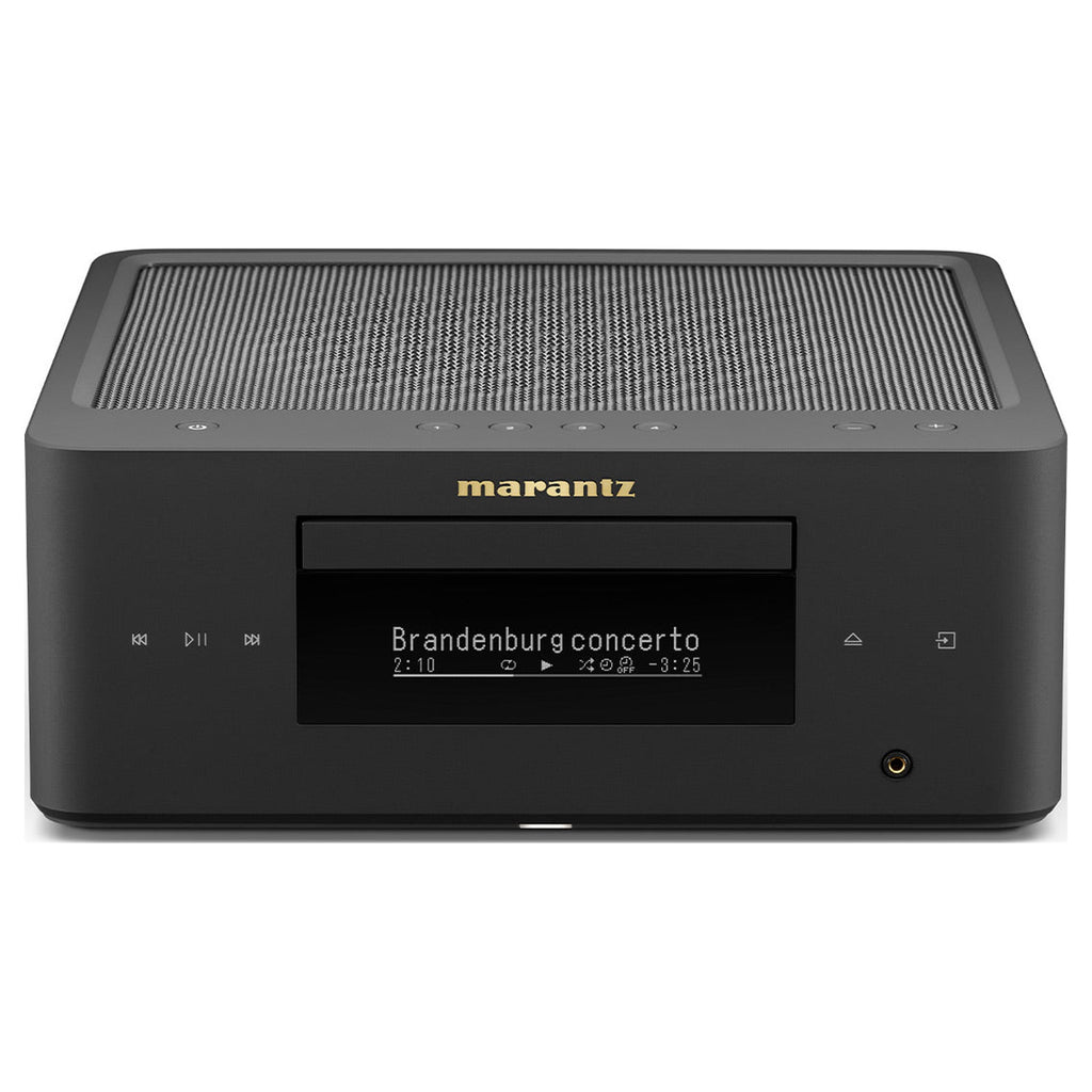Marantz MCR 60n DAB, Matte Black, front view with CD slot and display