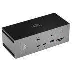 OWC Thunderbolt 5 Dock with Dual HDMI, front right three-quarter view with SD and microSD slots