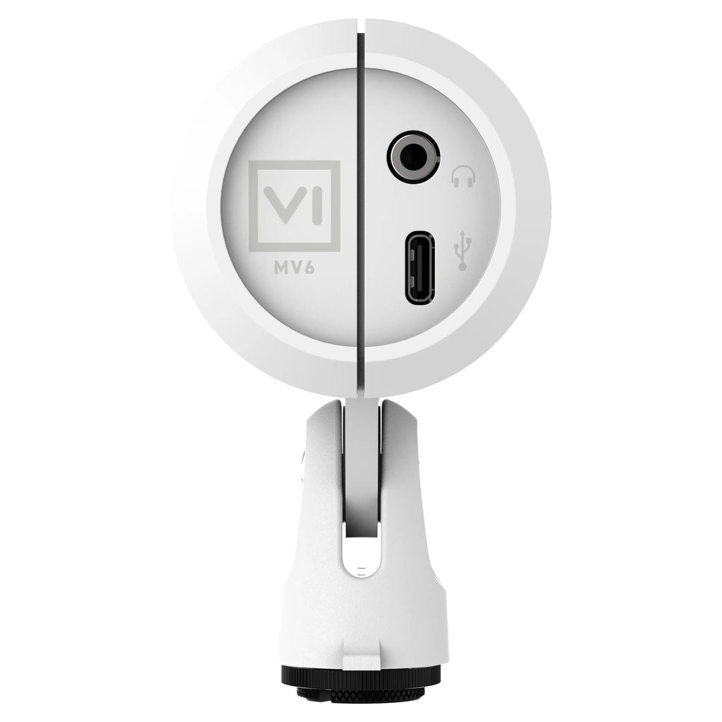 Shure MV6 Gen 2 White, rear panel with USB-C and headphone output