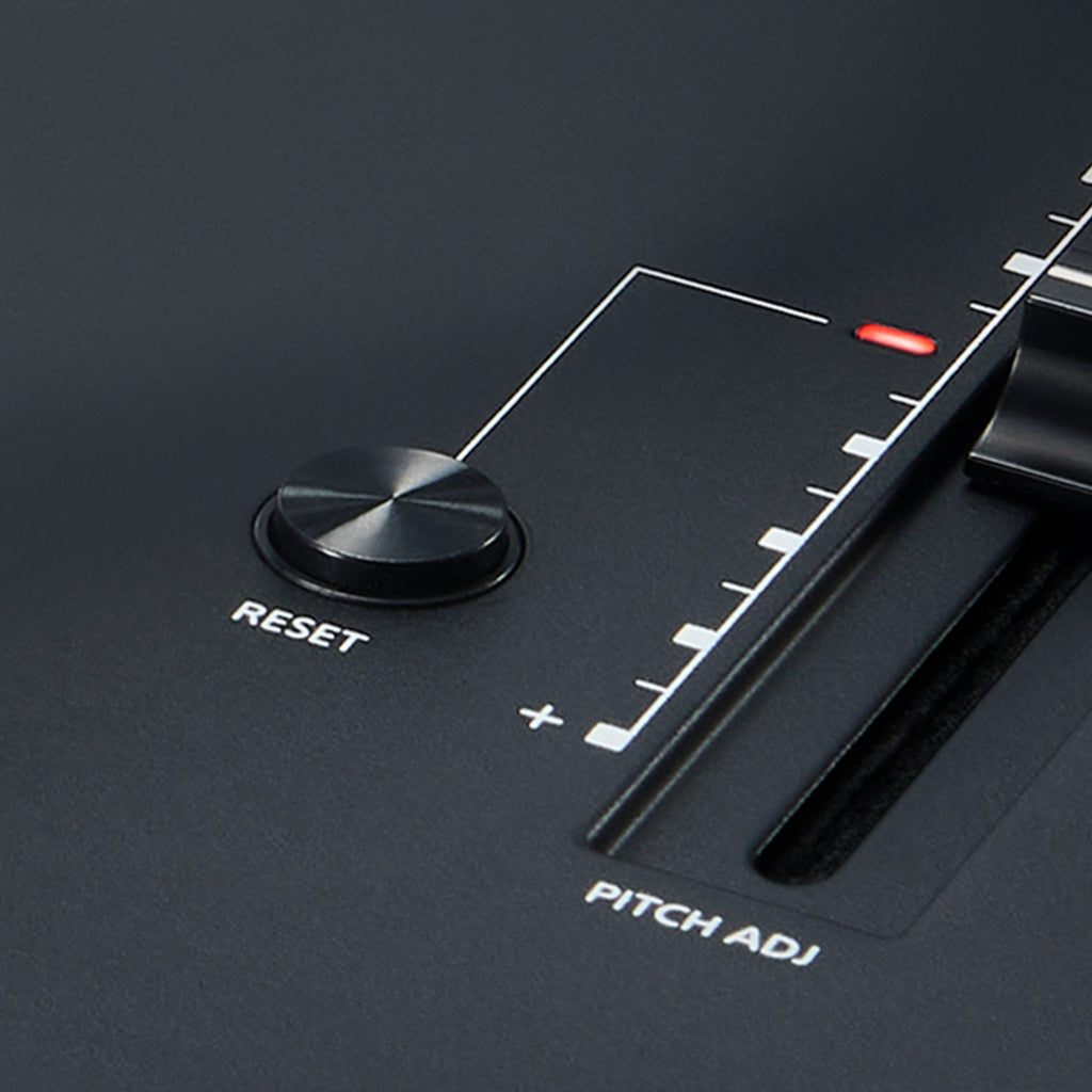 Technics SL-1210MKX reset button and pitch adjust fader detail