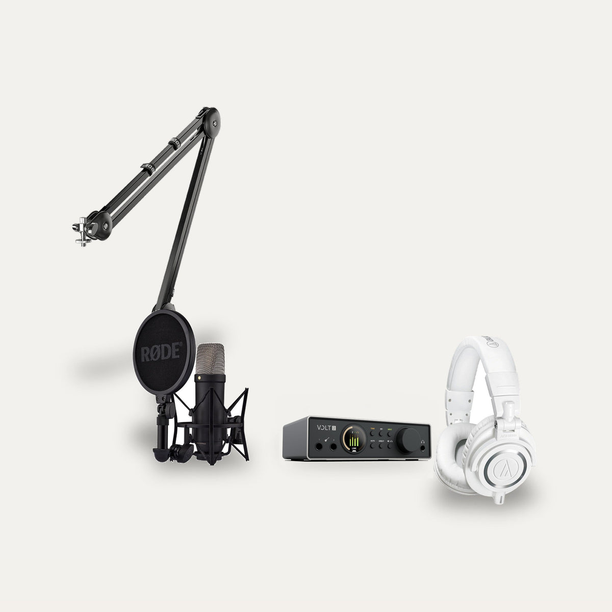 Universal Audio Volt 2 Gen 2 + RODE NT1 5th Gen + Audio-Technica ATH-M50x Home Studio Set set, black / white