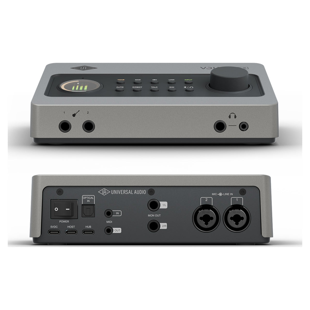 Universal Audio Volt 2 Max, front and rear panels