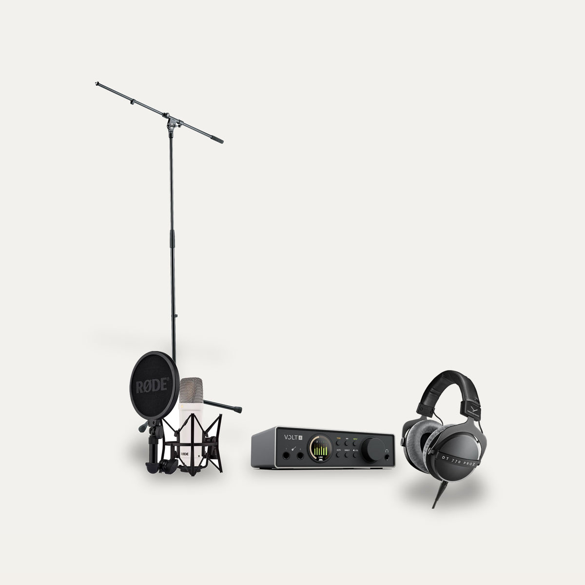 Universal Audio Volt 4 Gen 2 + Rode NT1 Signature + Beyerdynamic DT 770 Pro X Recording Set – Microphone Finish White