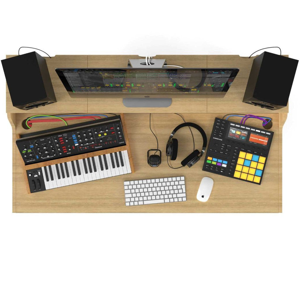 Glorious Vintage Music Station, a stylish studio furniture piece with retro design and ample space for equipment.
